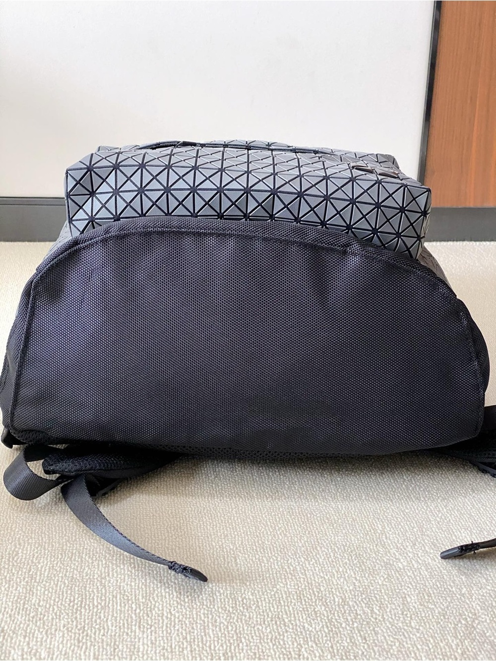 Issey Miyake Reflective Triangular-Panel Gray Backpack - Picture 7 of 9